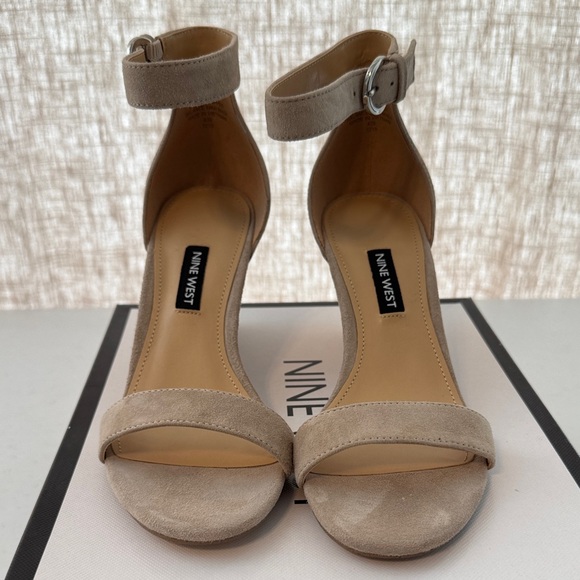 Nine West Beige Suede Wedge Sandals - Picture 3 of 6